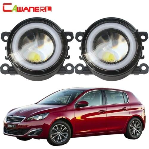 Cawanerl For 2013-2018 Peugeot 308 Car 30W COB LED Fog Lamp Angel Eye Daytime Running Light DRL 3000LM 12V Accessories 2 Pieces