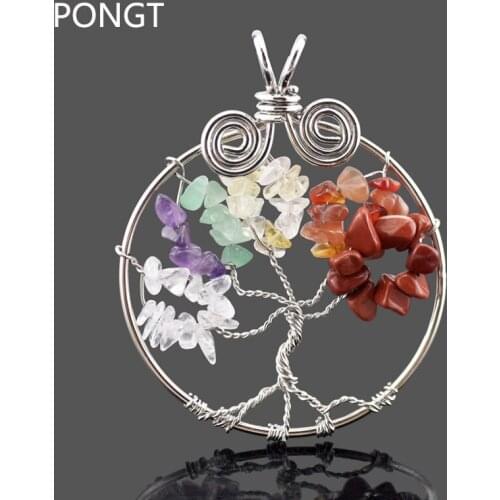 Reiki chakra tree of life Chips Beads pendant owl necklace & pendants Copper Healing Crystal natural stone pendant jewelry