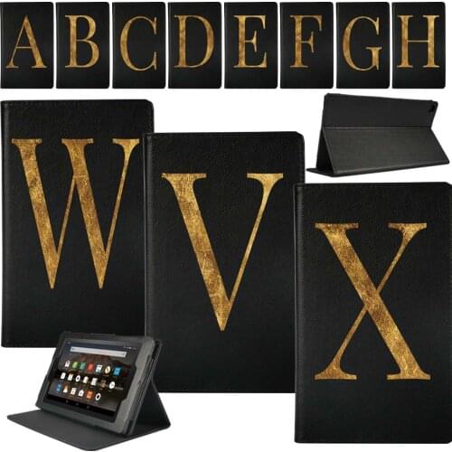Tablet Case for Amazon Fire 7 (5th/7th/9th Gen)/HD 10 (5th/7th/9th)/HD 8 (6th/7th/8th Gen) 26 Letters Series Cover Case + Stylus