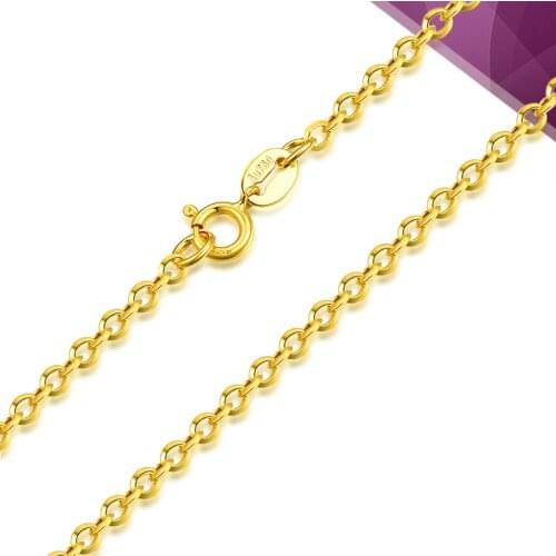 Pure 18K Yellow Gold Necklace Chain AU750 Gold O Chain Necklace