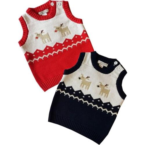 Vest kids knitted baby vest baby girls vest for boys sweater vest boys toddler girl vest christmas deer vest shoulder button