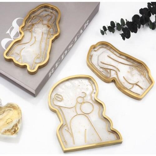 DIY Crystal Epoxy Resin Mold Girl Model Body Abstract Dish Plate Mirror Tray Silicone Mold