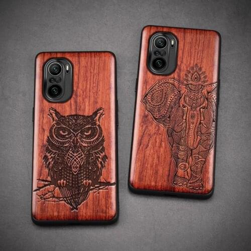 For POCO F3 Case Boogic Original Wood funda POCO F3 5G Wood Cover Phone Case For Xiaomi POCO F3 5G