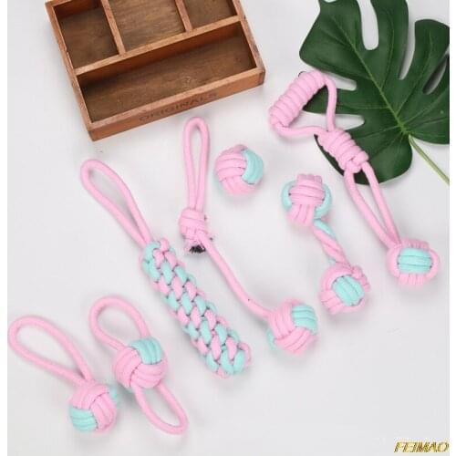 Pet Dog Puppy Cotton Chew Knot Toy Durable Braided Bone Rope Creative Dog Toys Cat Toys Multiple Shapes Teeth Cleaning