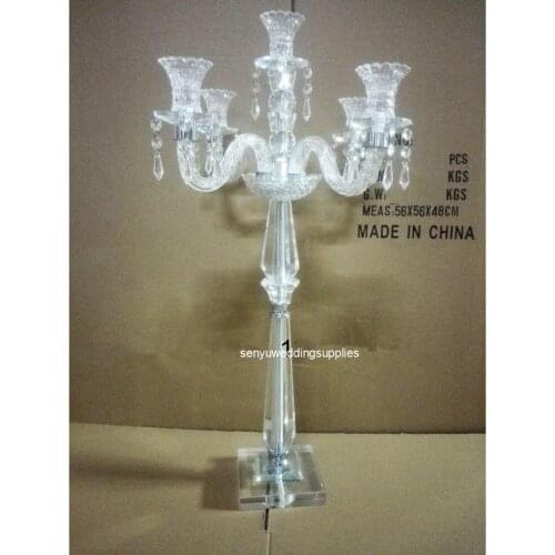 10pcs) New 5 arms tall crystal candelabra for wedding centerpiece decoration senyu2478