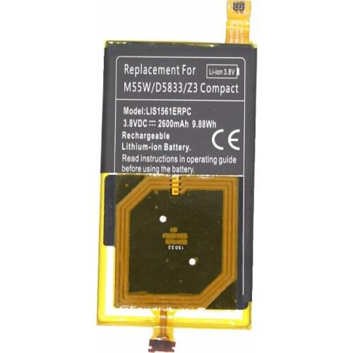 ITopZea 1x 2600mAh / 9.88Wh LIS1561ERPC Li-Polymer Battery For Sony Z3 Mini Z3 Compact M55W D5833 D5803 SO-02G Come with NFC