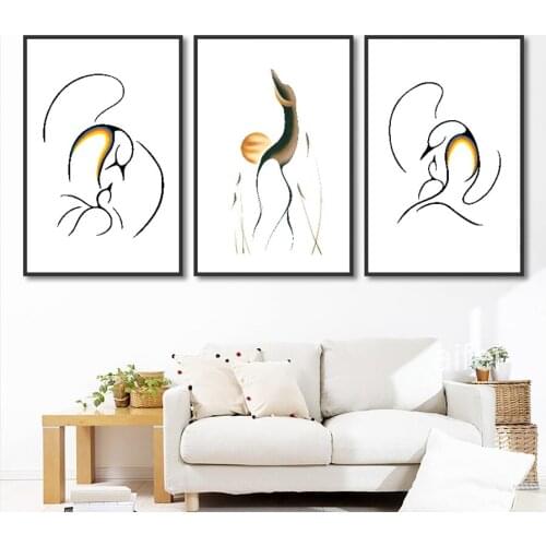 No Frame Canvas Prints Nordic Poster Modern Minimalist Abstract Swan Painting Wall Art Pictures for Living Room Home Decoration