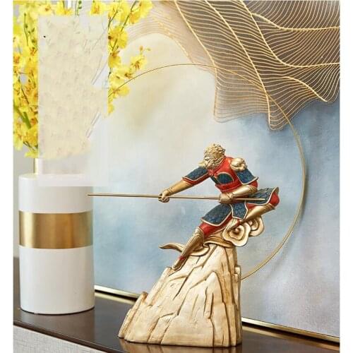 Chinese Qitian Big Holy Battle Holy Buddha Big Saint Resin Ornaments Livingroom Home Figurines Crafts Hotel Porch Decoration Art