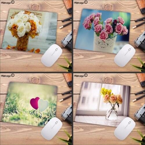 Mairuige Roses Flowers Bouquet Vase Vintage Customized laptop Gaming Speed mouse pad Size for 18x22cm 25x29cm Small Mousepad