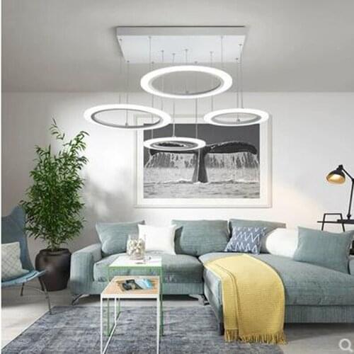 L Postmodern living room led chandelier Nordic restaurant simple atmosphere bedroom lamp ring acrylic light luxury chandelier