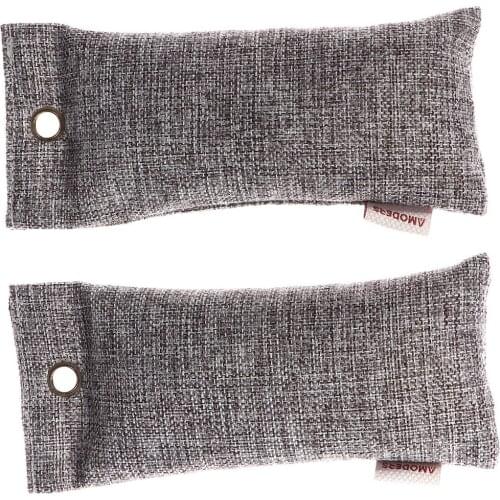 2pcs Air Purifying Bag Natural Bamboo Activated Charcoal Odo Absorber Remover Car Home Deodorizer Air Freshener Bags(Grey)