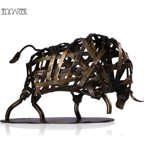 Tooarts Metal Sculpture Iron Braided Cattle Home Furnishing Articles Handmade Crafts escultura Home Art Decoration