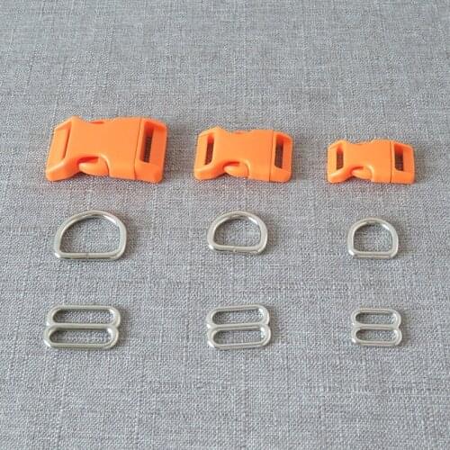 50Sets/Lot 15mm 20mm 25mm Metal D Ring Hardware Plastic Buckles Webbing Straps Belt Slider For Pet Dog Collar Harness Accessory