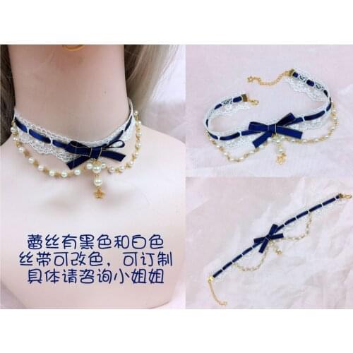 Cute Sweet SOFT Girl Lace Lolita Necklace Japanese style Star Pearl Choker