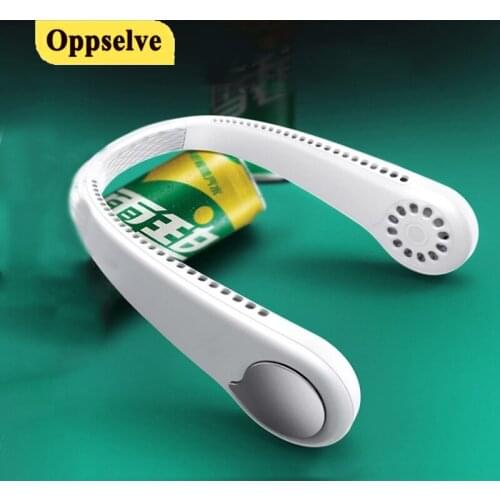 Mini Neck Fan Portable Cooling Fan USB Rechargeable Leafless Hanging Fans Air Cooler Cooling Wearable Neckband Fan Cooler Fan