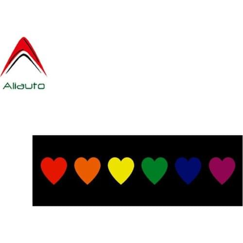 Aliauto Fashion Car Sticker Rainbow Hearts Gay Accessories Personality PVC Decal for Ford Focus Chevrolet Suzuki Smart,5cm*15cm