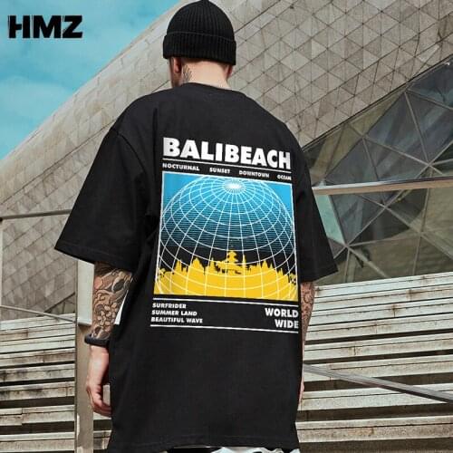 HMZ 2021 New Fashion Brand Tee Half Sleeve Men Cartoons Tee Summer Hip Hop Tshirt Style The Earth Print Oversized Tshirt Mens