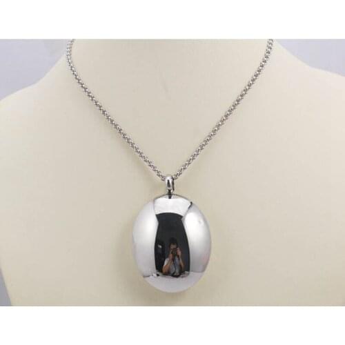 New Women Jewelry Steel Color 316L Stainless Steel Oval Ball Pendant Necklaces Collares Top Quality