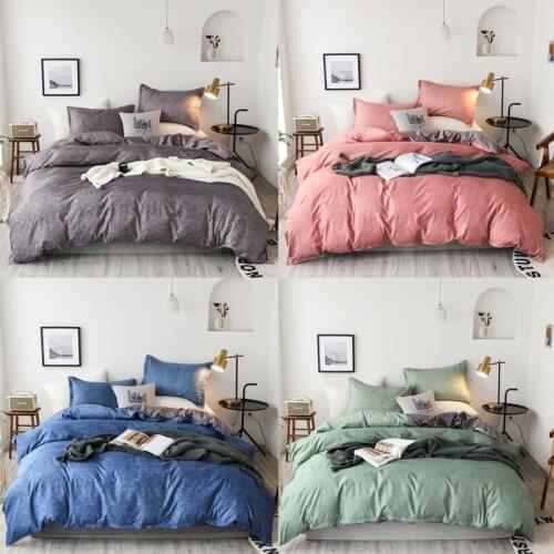 New Design Solid Color Bedding Set Polyester Sanding Fabric Beddings Colorful Soft Simple Luxury US Size Bed Linens