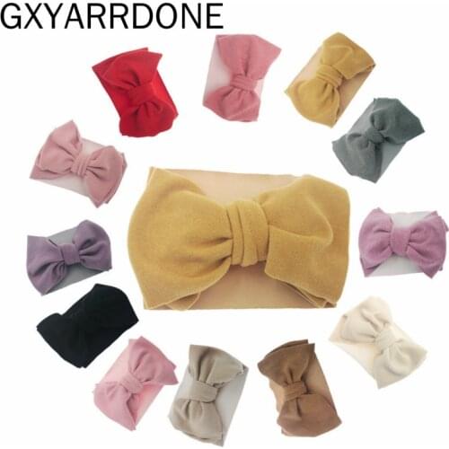 10 Pcs/lot Velvet Bows Turban Baby Girl Headbands Headwraps Soft Newborn Headdress Toddler Cute Big Knot Bow Diademas Headband