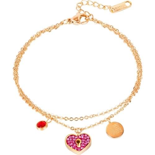 Charms Round Heart Zirconia Bracelets For Girls Female Fashion Layered Chains Wristbands Jewelry Accessories Bracelets Wholesale