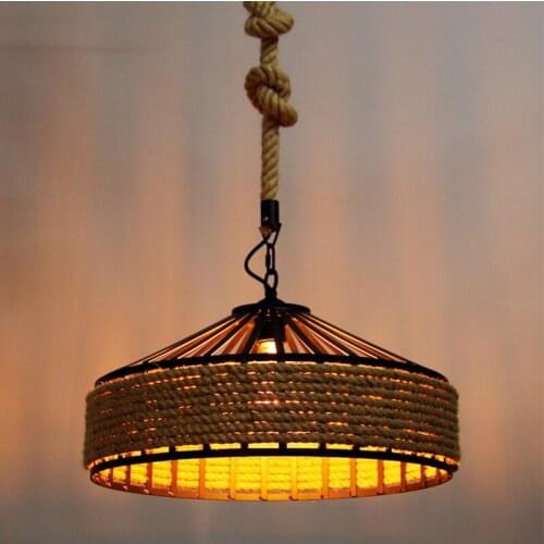 New Industrial Wind Retro Hemp Rope Chandelier Iron Hotel Restaurant Exhibition Hall Lighting Engineering Lamps and Lanterns