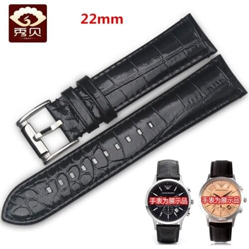 2018 Durable Genuine Leather Watchband 22mm Black/Brown Breathable Calfskin Strap with Pin buckle for AR2411 AR2433 MEN Stock