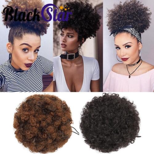 Synthetic Curly Hair Ponytail Drawstring Puff Short Kinky Wig African American Short Afro Kinky Curly Wrap Hair