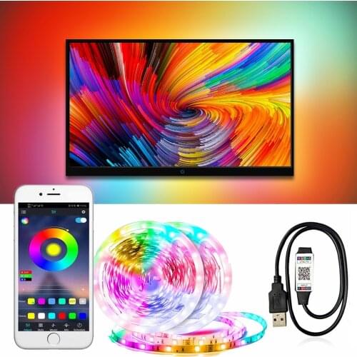 5V Bluetooth RG LED Strip USB Flexible TV Backlight Lamp 5050 SMD Tape Diode Phone Bluetooth APP Background Lights For Room