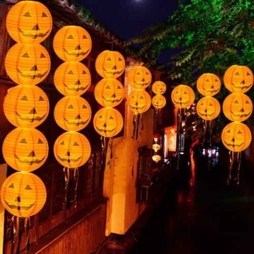 LED Lantern Lights Chinese Paper Lanterns Halloween Decor Pumpkin Spider Pattern Gift Craft DIY Party Supplies Home Decor