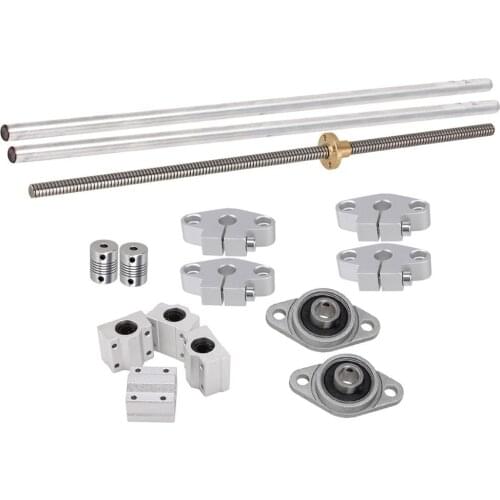 Vertical 2mm Lead Screw &L300mm Shaft Optical Axis&Pillow Block Bearings Slide Block with Dual Rail Shaft Support &Flexible Shaf