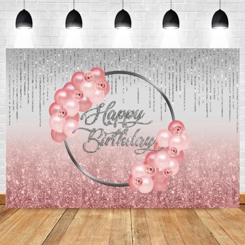 Yeele Pink Glitter Princess Balloon Birthday Photographic Background Vinyl Party Photography Backdrops Studio Photophone Prop