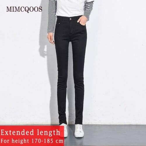 Women Stretch Jeans Cotton Winter Warm Fleece Pants High Waist Skinny Fashion Pencil Denim Casual Leggings For Height 170-185 CM