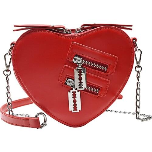 Women Purses And Handbag Fashion Red Love Heart Shape Shoulder Bag Women Chain Crossbody Bag Ladies Purse And Clutch Bag