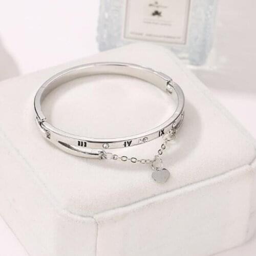 Hot Luxury Rose Gold Stainless Steel Bracelets Bangles Female Heart Forever Love Charm Bracelet Women Famous Jewelry