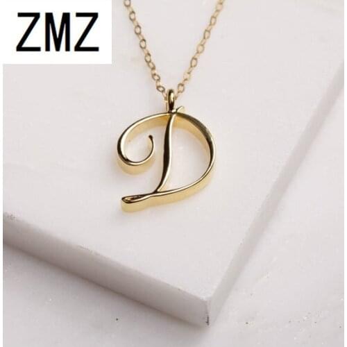 ZMZ 30pcs/lot 2019 Europe/US fashion English letter pendant lovely letter D text necklace gift for mom/girlfriend party jewelry
