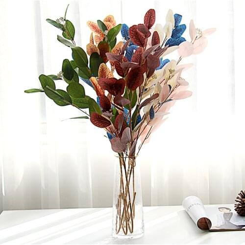 1Pcs Artificial Plant Eucalyptus Leaves Plastic Green Plants Fake Eucalyptus Leaves DIY Home Wedding Forest Style Decorations