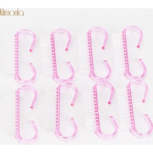 100pcs/lot Pink Nail Cleaning Brush Manicure Nail Art Tool Polish Remover Cleaning Finger Hold Handle Design Nail Dust Brushes