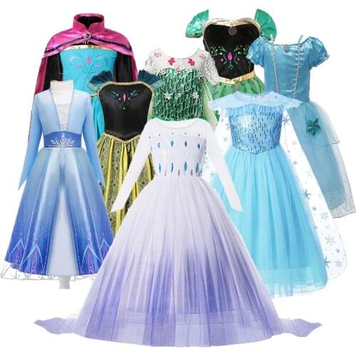 Elsa 2 Costume for Girls Princess Dress Birthday Party Clothing for Children Kids Vestidos Girls Fancy Dress Elsa 2021