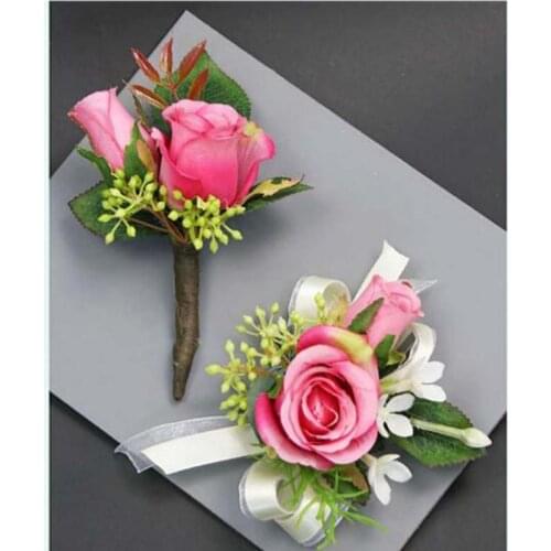 2020 DIY Pink Red 6Pcs/Lot Corsage&wrist flowers Bridesmaids decorate Corsage wrist flowers Party ceremony ladies wrist flowers