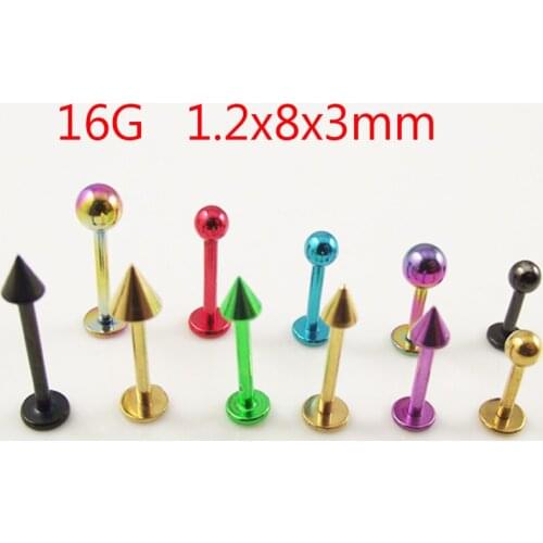 5 Pieces Colorful Green Red Ball Lip Ring Stainless Steel Spike Labret Rings Tragus Helix Earrings Body Piercing Jewelry