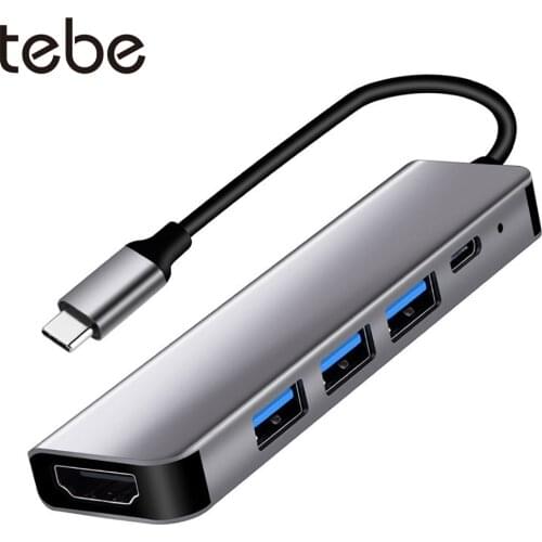 Tebe USB-C Hub Adapter 5 IN 1 Type-c to 4K HDMI-Compatible Multi USB 2.0 Splliter Hub 85W PD Fast Charging For Macbook Huawei