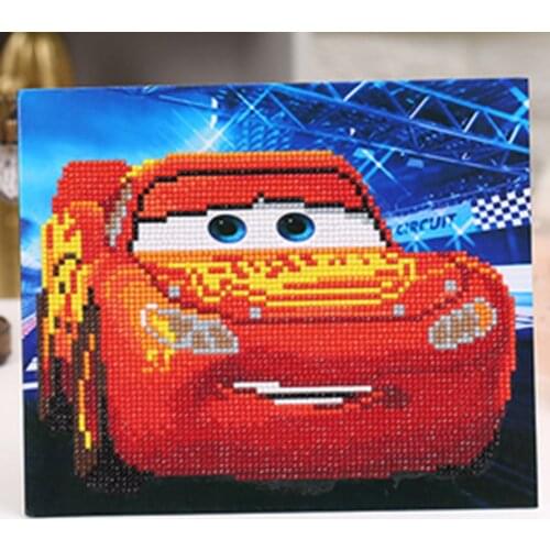 5d Diamond Embroidery Cartoon Car Waterwheel Diy Diamond Painting Cross Stitch For Children Puzzle Mosaic Crafts Gifts Framed