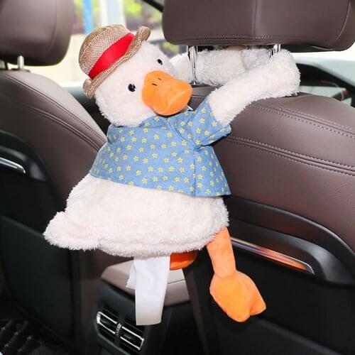 Car Artifact Hanging Storage Doll Tissue Boxes Cute Duck Cartoon Tissue Box Duck Doll Sculpture Plush Toy Educational Fashion