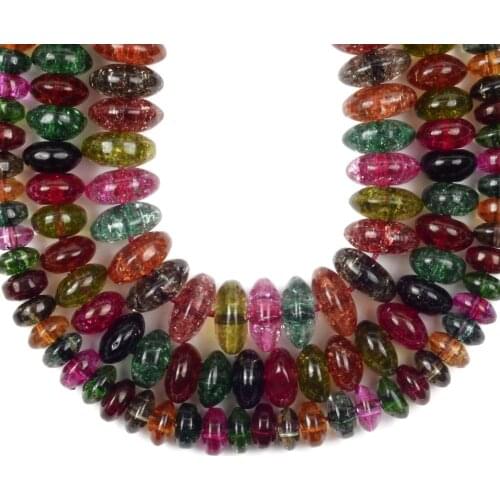 1 strand Natural Stone Beads Tourmaline Cracked Rondelle Beads For Jewelry Making Needlework DIY Bracelet Necklace Accessories