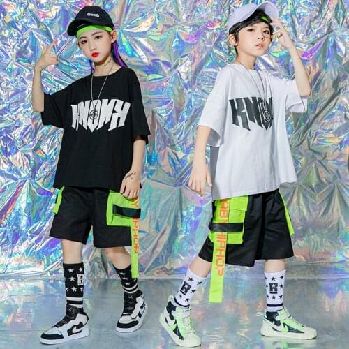 Kids Show Outfits Hip Hop Clothing Tshirt Tops Casual Cargo Shorts Streetwear For Girls Boys Dance Costume Singers Stage Clothes