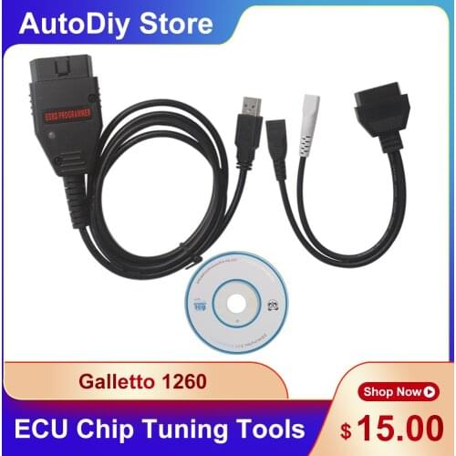 Galletto 1260 ECU Auto Chip Tuning Interface Tools OBD2/EOBD Car Diagnostic Cable For Audi For VW For BMW Multi-Language With CD