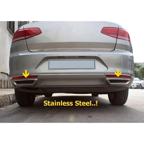 For VolksWagen Passat B8 Chrome Exhaust Frame R Line Diffuser Stainless Steel 2 Pieces. 2015-2019. A + Quality Modified Design