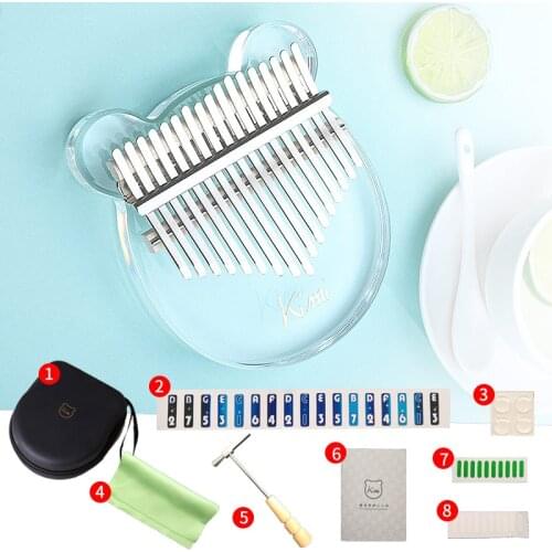 Kalimba 17key Acrylic Thumb Piano keyborad sticker-kit hamer mahogany musical instruments child beginner portgable finger piano