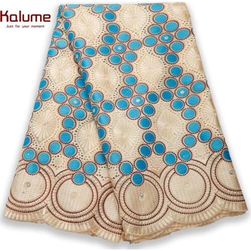 Kalume African Cotton Lace Fabric 2021 High Quality Nigerian Lace Fabric 5 Yards Embroidery For Diy Dress Wedding Sewing H1468